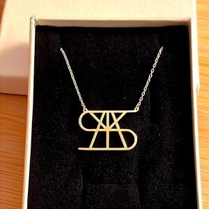 Brand New 14K Gold Plated Sterling Silver Geometric Unique “S” Monogram Necklace